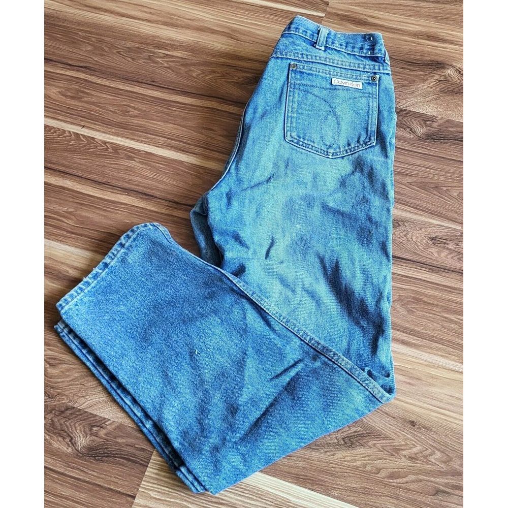 Vintage 80s‎ Mom Jeans Calvin Klein 35x30 High Waisted Med Wash 38 USA Denim